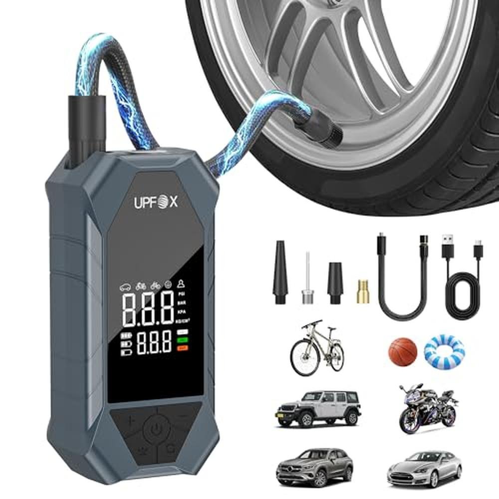 Tire Air: UPFOX Tire Inflator Portable Air Compressor 150PSI – Front View