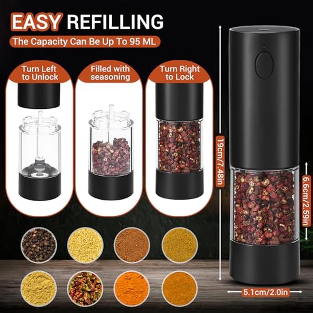 Pepper Upgraded: Electric Salt and Pepper Grinder Set with – In Use