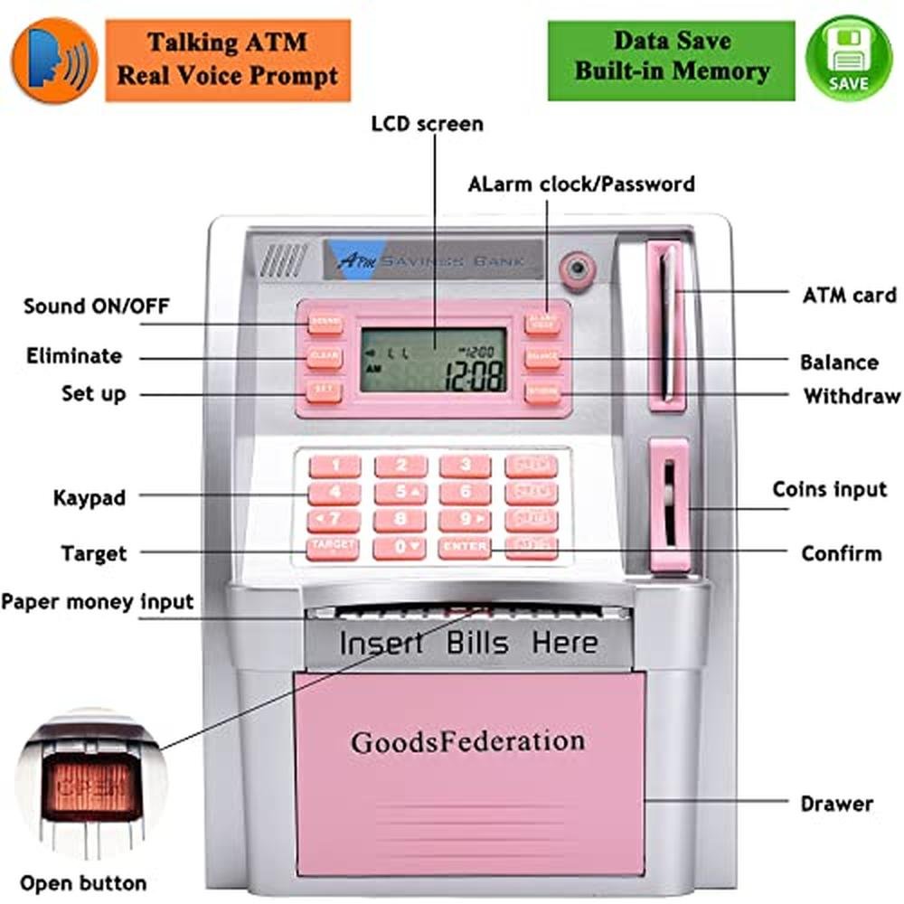 Money Bank: Upgraded Talking ATM Piggy Bank for Kids and – Close-up Detail
