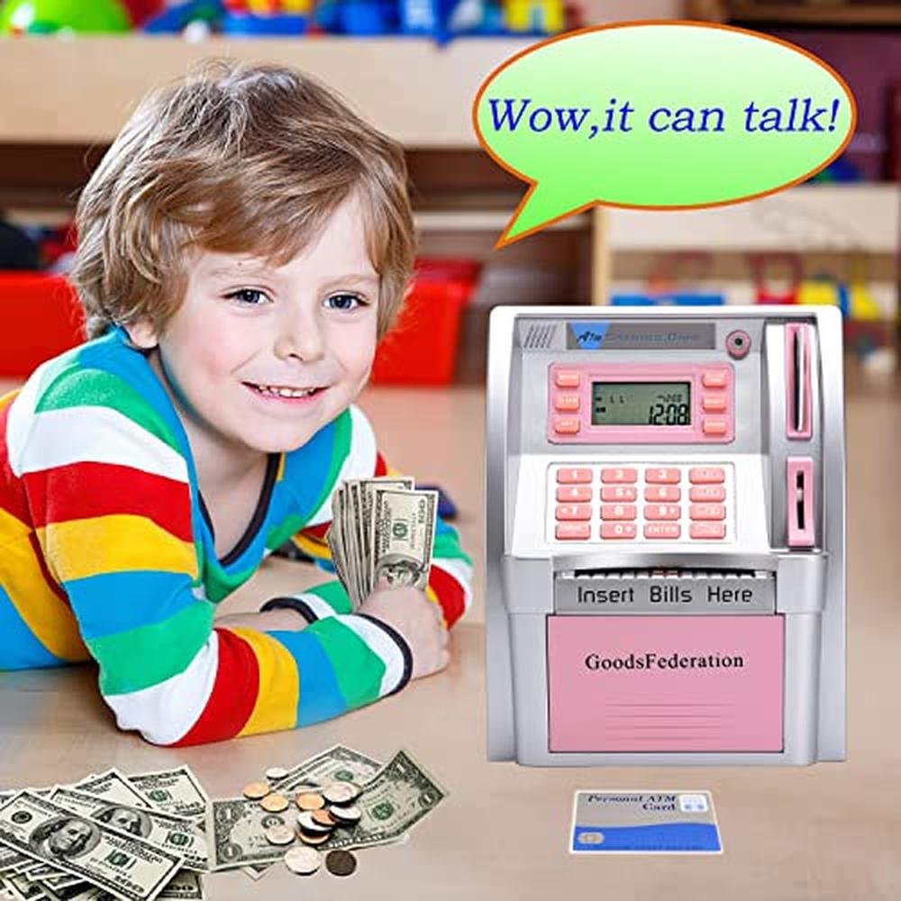 Money Bank: Upgraded Talking ATM Piggy Bank for Kids and – Packaging