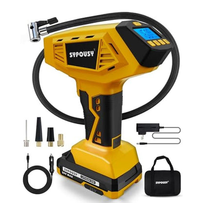 Upgraded Air: SYPOUSY 20V Cordless Air Compressor 160PSI – Front View