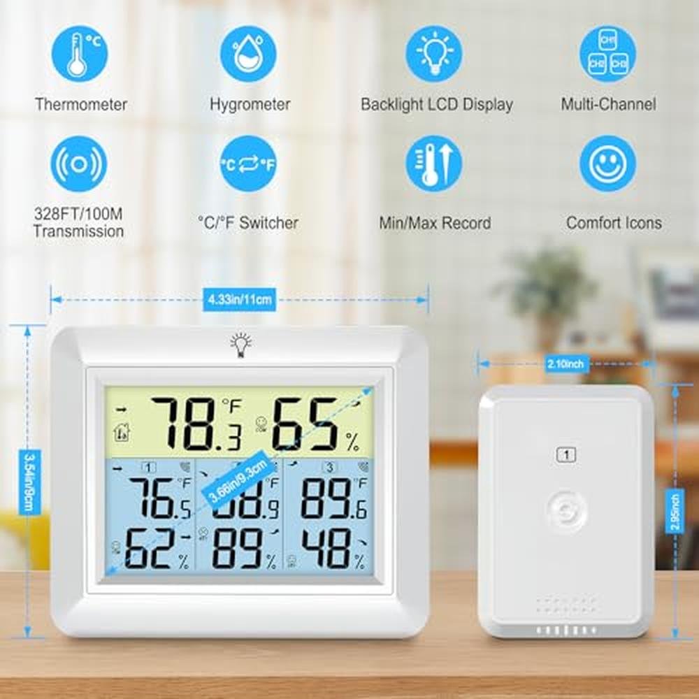 Urageuxy Weather Station: Urageuxy Wireless Indoor Outdoor – Side View