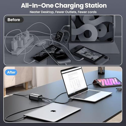 Charger Block: 200W 6 Port GaN Fast Charging Station Hub – Close-up Detail