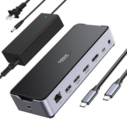 Docking Station: Premium USB C Laptop Dock with 3 Monitors – Front View