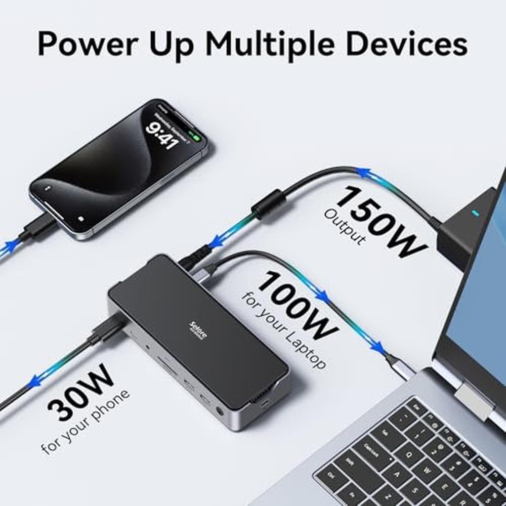 Docking Station: Premium USB C Laptop Dock with 3 Monitors – Close-up Detail