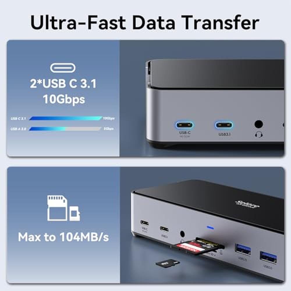Docking Station: Premium USB C Laptop Dock with 3 Monitors – Packaging