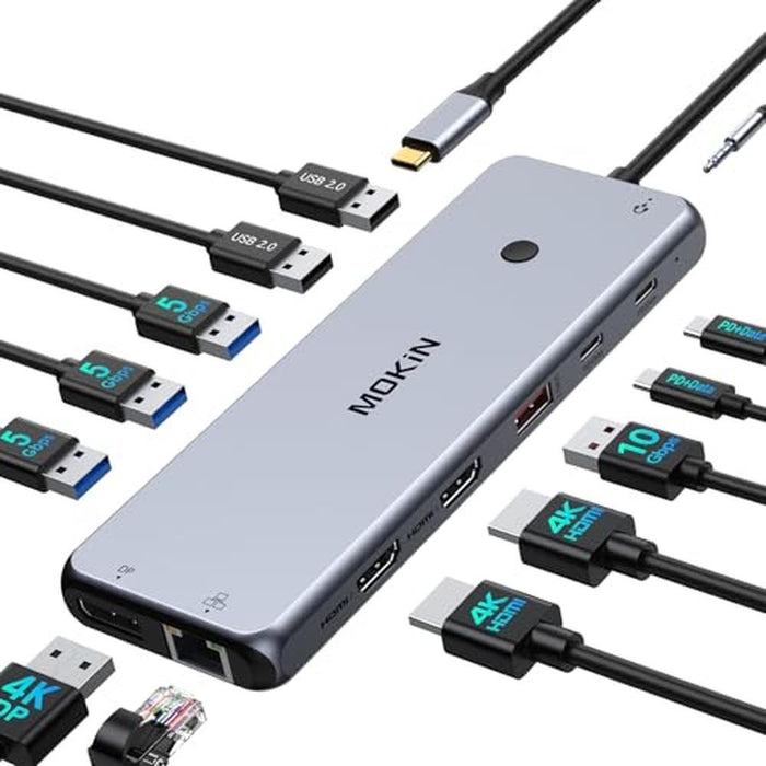 Docking Station: USB C Hub Laptop Dual Monitor Multiport – Front View