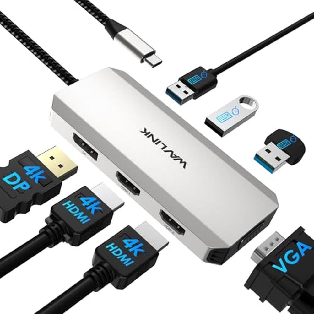 Docking Station: USB C Docking Station Quad Monitors with – Front View