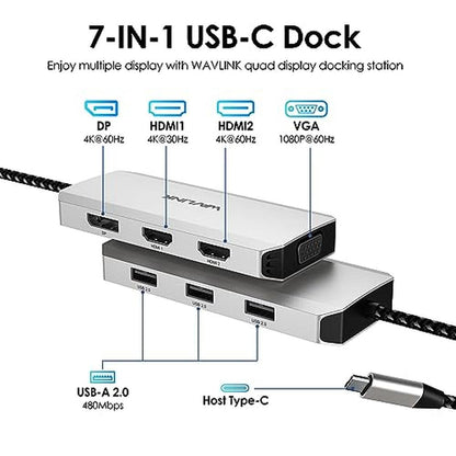 Docking Station: USB C Docking Station Quad Monitors with – Side View