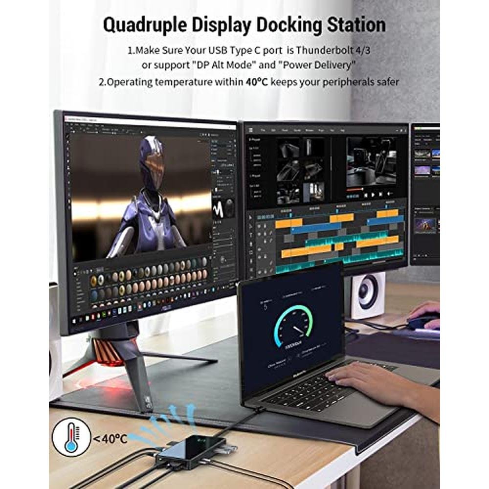 Docking Station: IVIIN Quadruple Display Laptop Docking – Close-up Detail