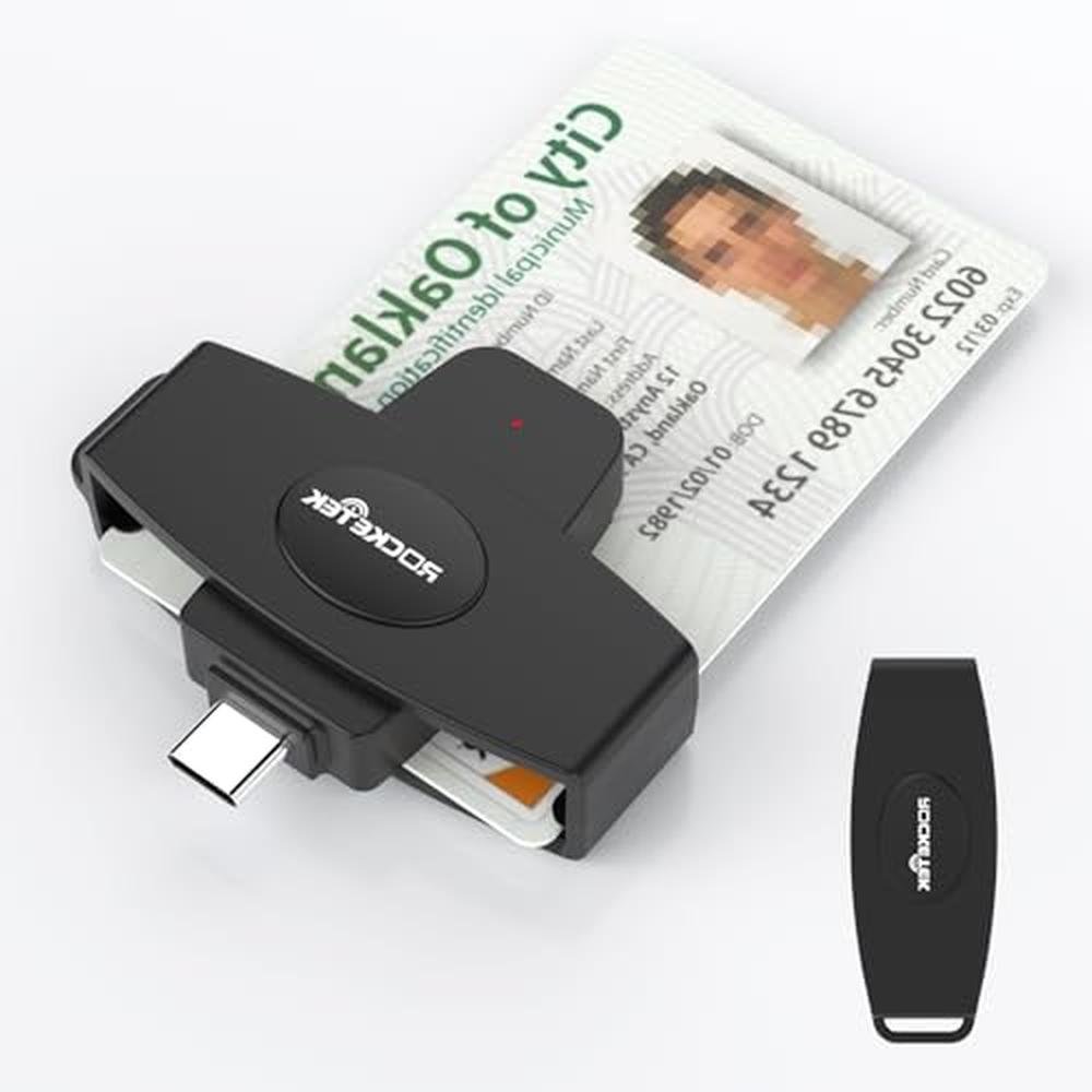 CAC Reader: USB C DOD Military Smart Card Reader and SIM – Front View