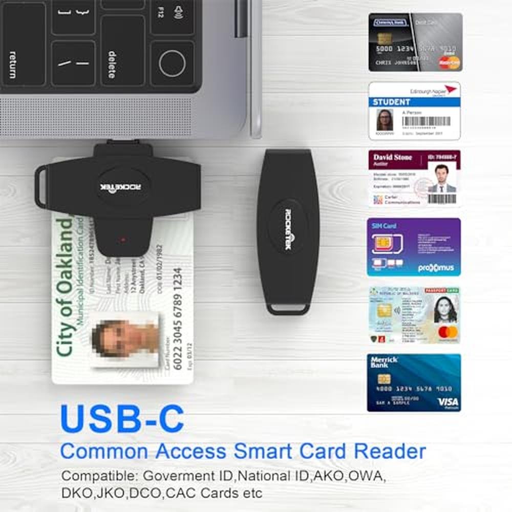 CAC Reader: USB C DOD Military Smart Card Reader and SIM – Side View