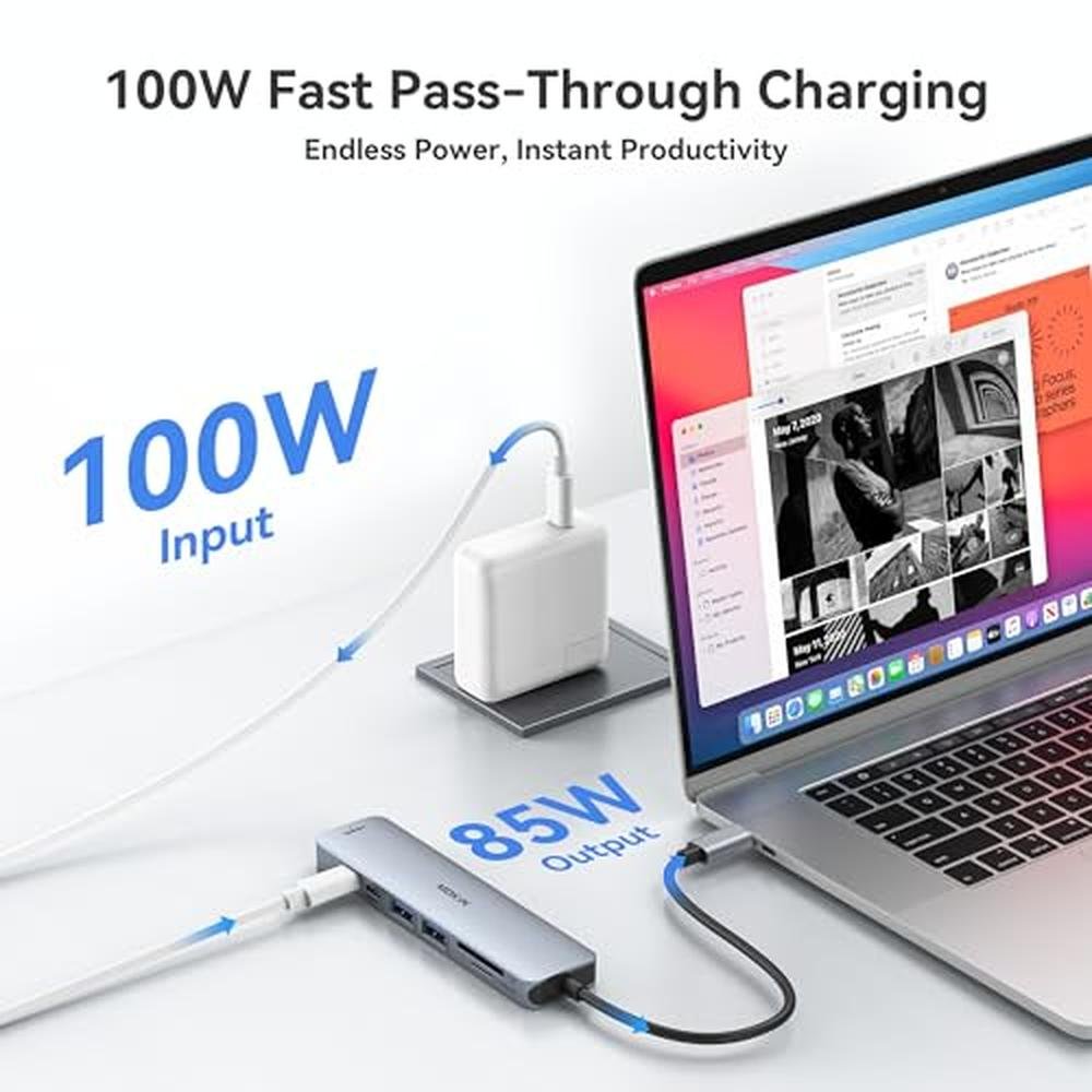 Macbook Air Accessories: Mokin 7-in-1 USB-C Hub with HDMI – In Use