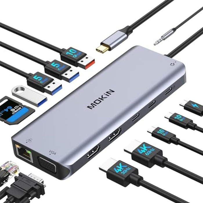 Docking Station: USB C Laptop Docking Station Dual Monitor – Front View