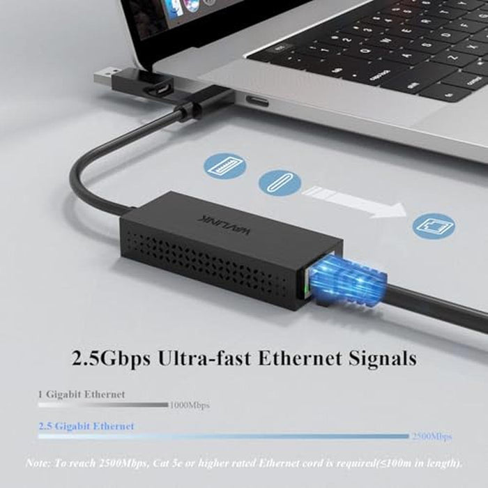 Ethernet Adapter: WAVLINK 2-in-1 USB 3.2 Type A/Type C to – Front View