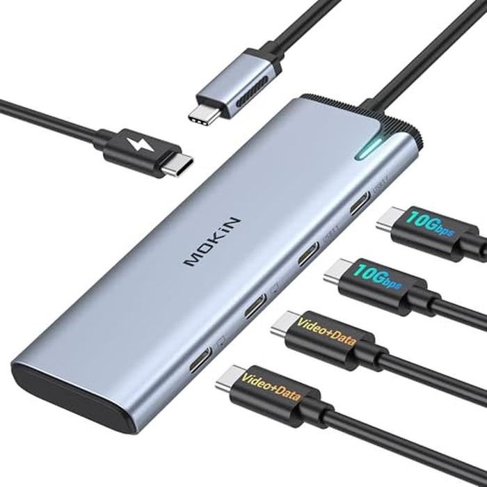 Dual Monitor: USB C to USB C Hub Dual Monitor Adapter – Front View