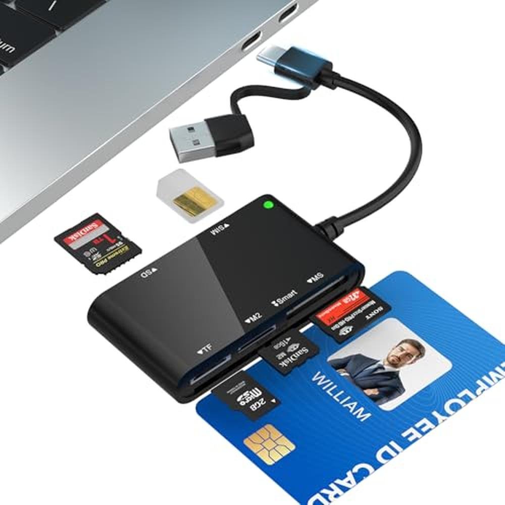 Sim Reader: 7-in-2 CAC Smart Card Reader – Front View