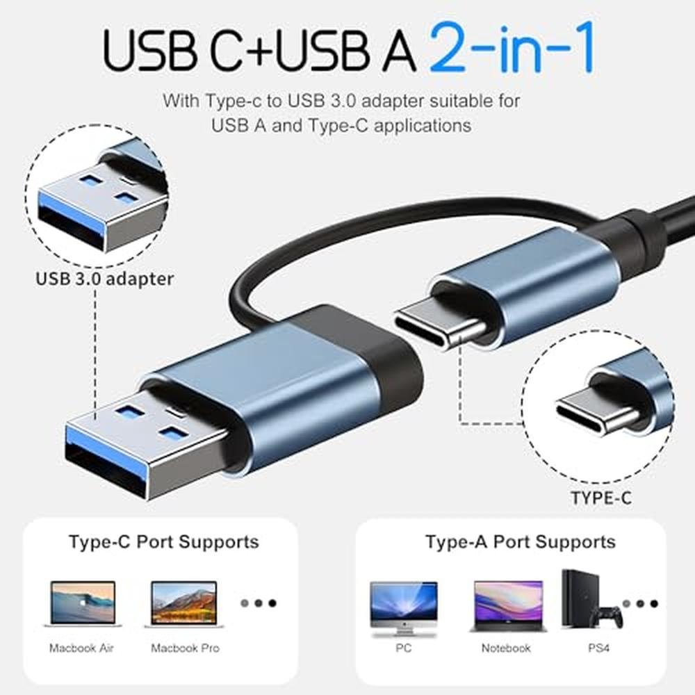 Hub Multiport: Grey 7-in-1 USB Hub 3.0 with Multiport – Close-up Detail