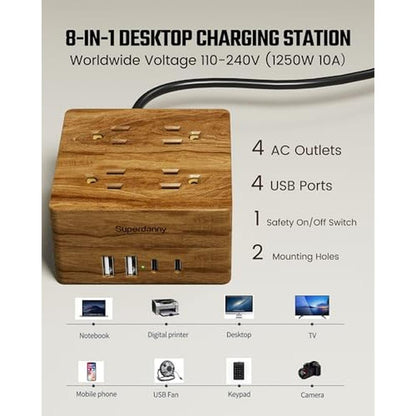 USB Power Strip Surge Protector – Side View
