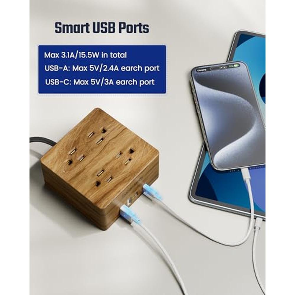 USB Power Strip Surge Protector – In Use