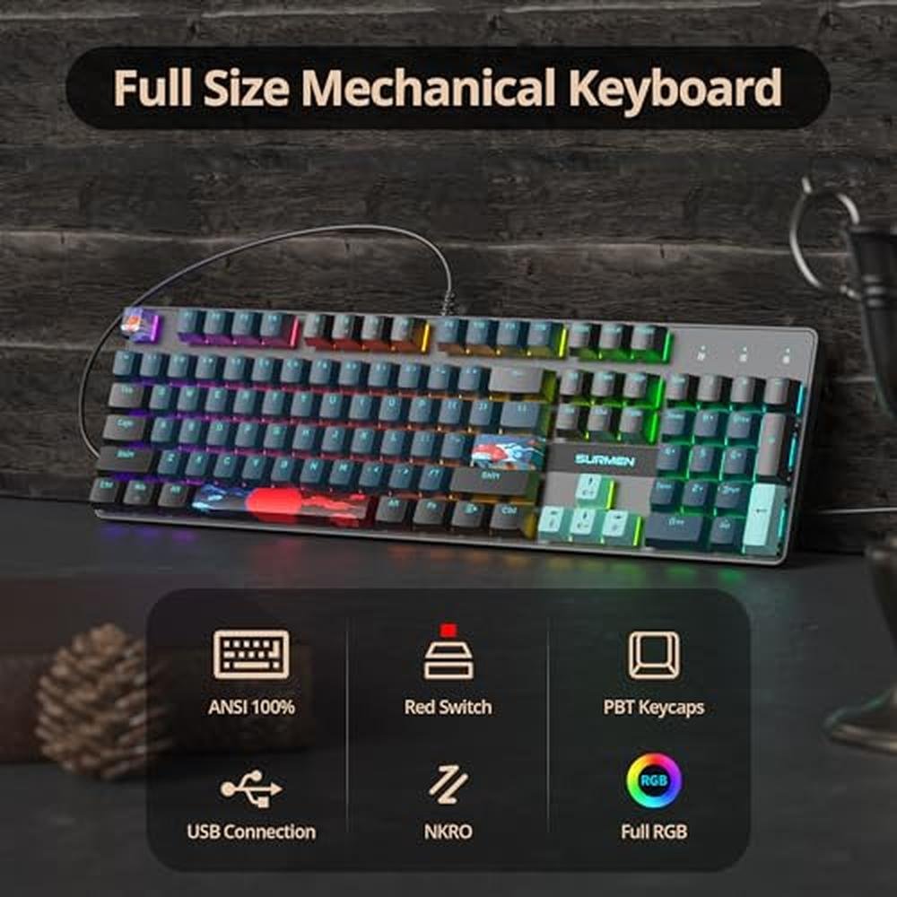 Ussixchare Full Size Mechanical Keyboard – Close-up Detail
