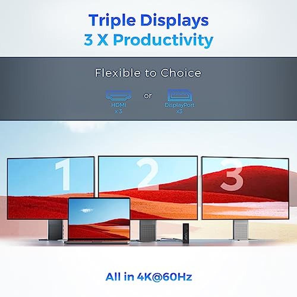 UtechSmart Monitor: UtechSmart 3 Monitor 18 in 1 Docking – Side View