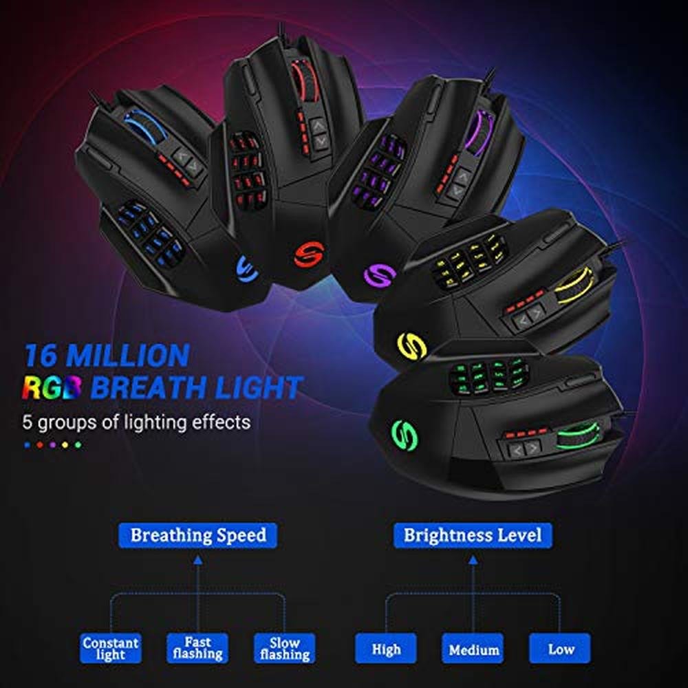Gaming Mouse: Utechsmart Venus RGB Wired 16400 DPI High – Side View