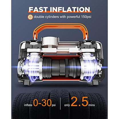 Air Up Tire Inflator: UUP 12V DC Double Cylinders Heavy – Side View