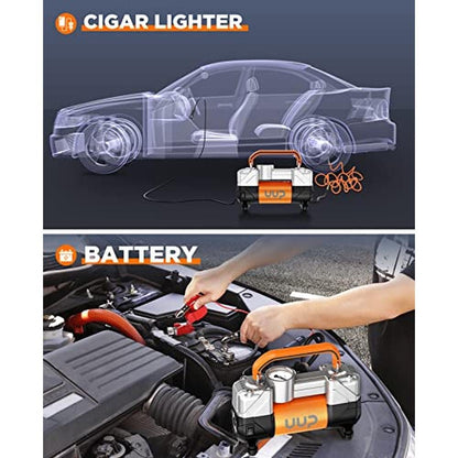 Air Up Tire Inflator: UUP 12V DC Double Cylinders Heavy – Close-up Detail