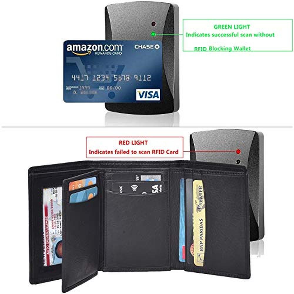 VALENCHI-RFID Genuine Leather Trifold Wallet with Flap for – Close-up Detail