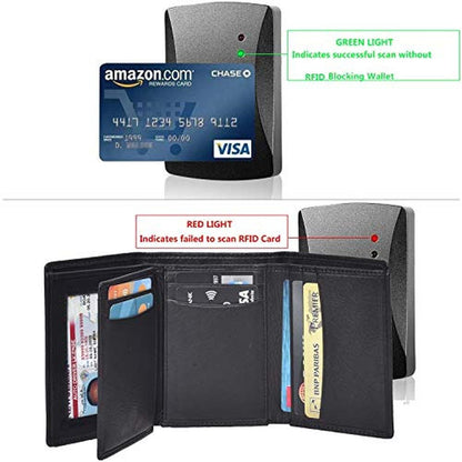 VALENCHI-RFID Genuine Leather Trifold Wallet with Flap for – Close-up Detail