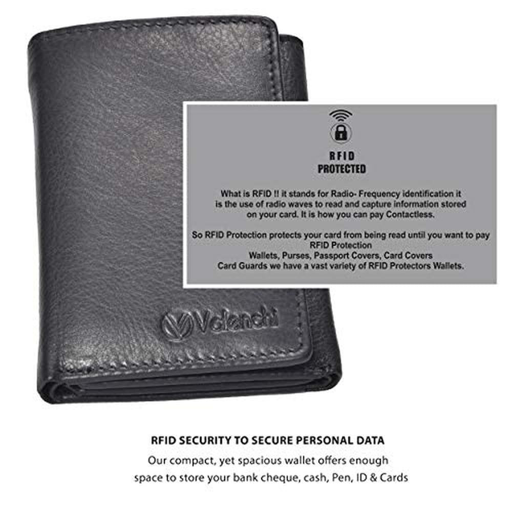VALENCHI-RFID Genuine Leather Trifold Wallet with Flap for – Packaging