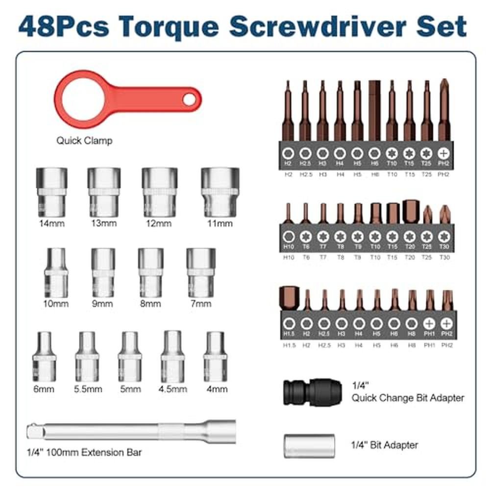 VANPO 49-Pc Torque Screwdriver & Wrench Set – Side View