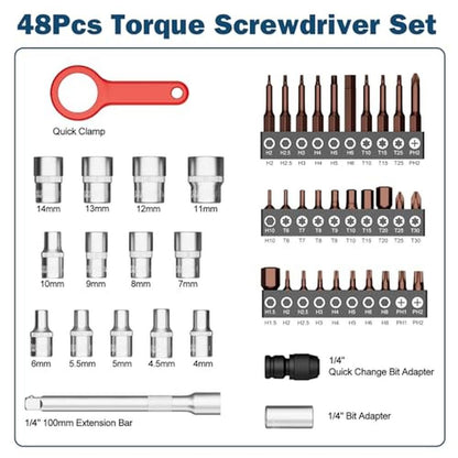 VANPO 49-Pc Torque Screwdriver & Wrench Set – Side View
