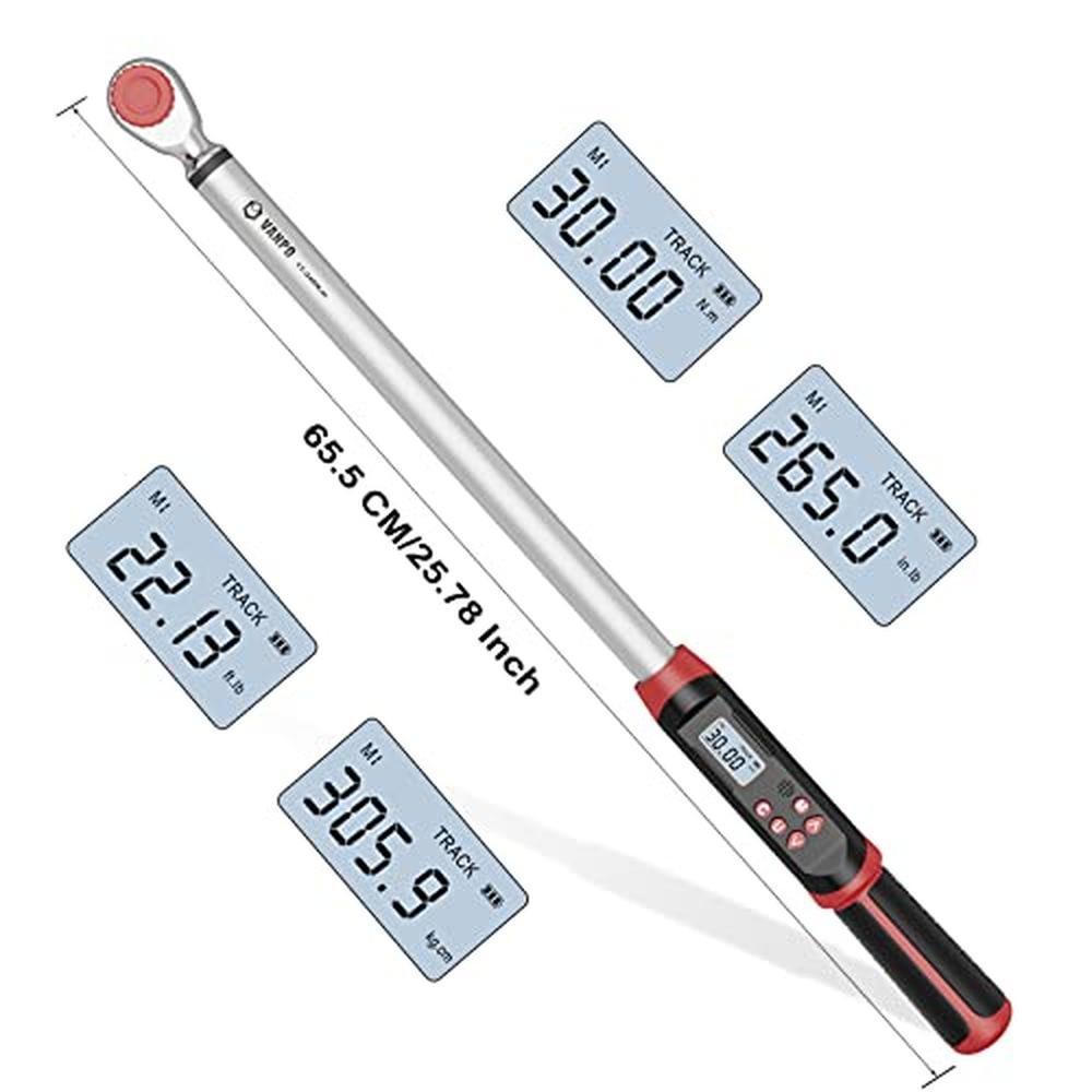 VANPO Digital Torque Wrench 1/2-Inch Drive 12.5-250.8 – Close-up Detail