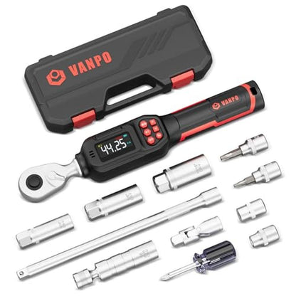 VANPO Spark Plug Socket Set with Digital Torque Wrench 3/8 – Front View