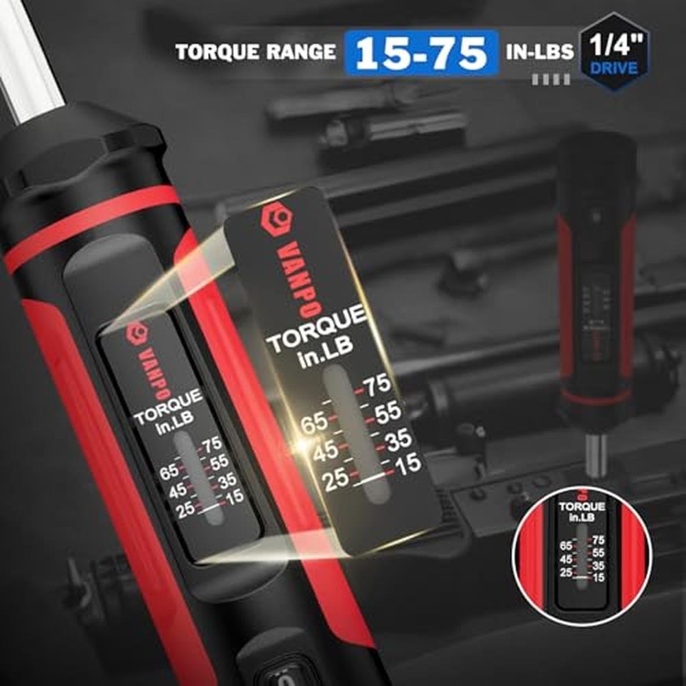 VANPO Torque Screwdriver: 15-75In-lb Torque Screw Driver – Close-up Detail