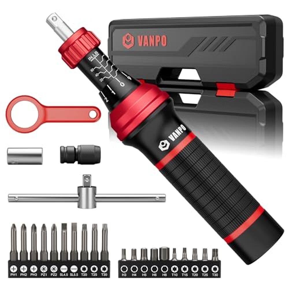 VANPO Torque Screwdriver: 24 Pcs 10-70 Inch Pound Torque – Front View