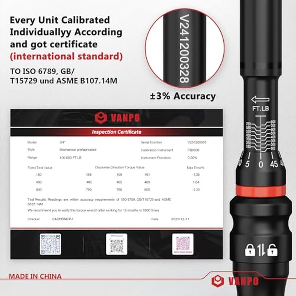 VANPO Torque Wrench 3/4-Inch Drive 100800 Ft-Lb Heavy Duty – In Use