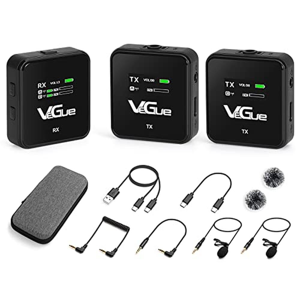 Lavalier Mic: VeGue Wireless 2.4GHz Dual Channel – Front View