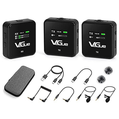 Lavalier Mic: VeGue Wireless 2.4GHz Dual Channel – Front View