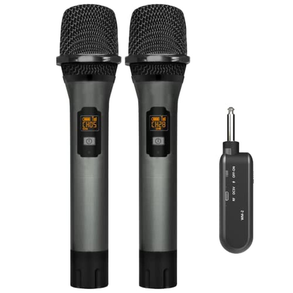 Vegue Microphone: VeGue Wireless UHF Cordless Dual Handheld – Front View