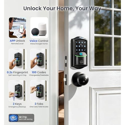 Veise VE027-K Built-in WiFi Smart Lock with 2 Knob – Side View