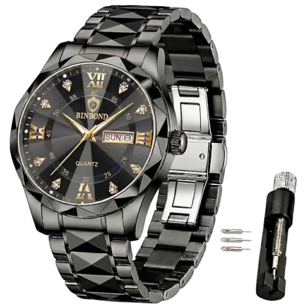 Verhux Mens Watches: Diamond Dress Business Luxury – Front View