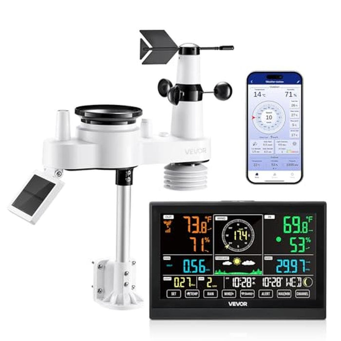 Weather Outdoor: Vevor 7-in-1 Wi-Fi Weather Station with App – Front View