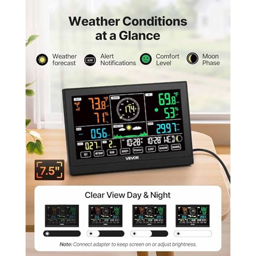 Weather Outdoor: Vevor 7-in-1 Wi-Fi Weather Station with App – In Use