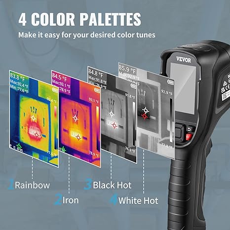 VEVOR Thermal Imaging Camera, 240x180 IR Resolution (43200 Pixels), 20Hz Refresh Rate Infrared Camera with -4℉~662℉ Temperature Range, 16G Built-in SD Card, and Rechargeable Li-ion Battery