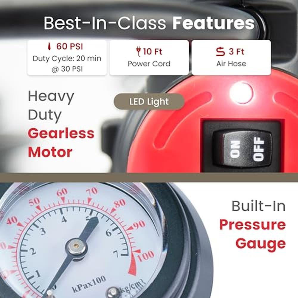 Tire Portable Air Compressor: Viair 85P 00085 Heavy Duty 12V – Close-up Detail