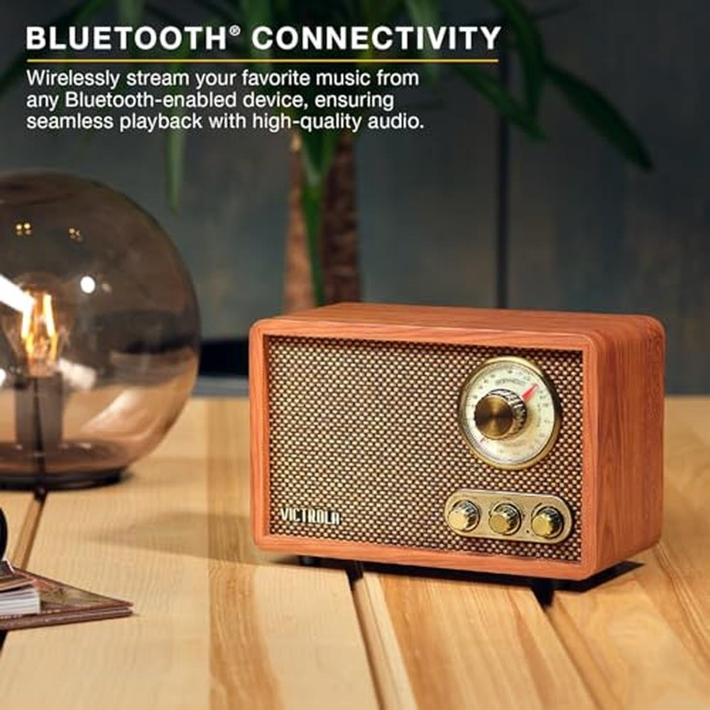 Victrola Willow: Victrola Retro Wood Bluetooth Radio with – Close-up Detail