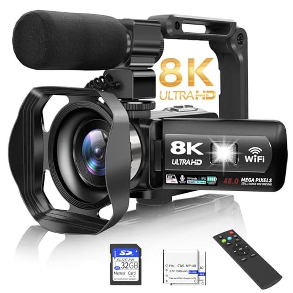 Camera Video: 8K Camcorder 48MP 15FPS UHD WiFi Vlogging – Front View